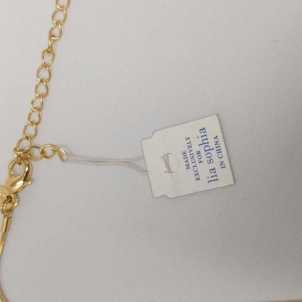 Lia Sophia Ultraviolet Rhinestone Pendant Necklace Gold Tone Chain NWT - Picture 4 of 11
